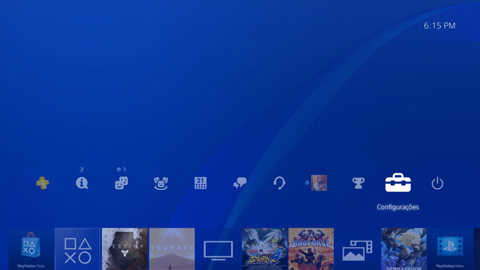 PS4 - menu de configurações
