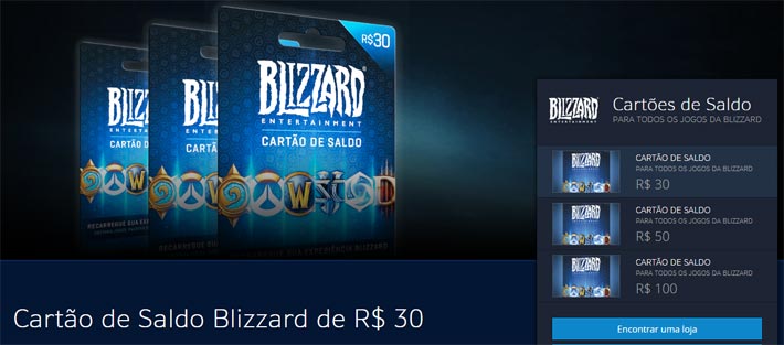 Blizzard - cartões pré-pago
